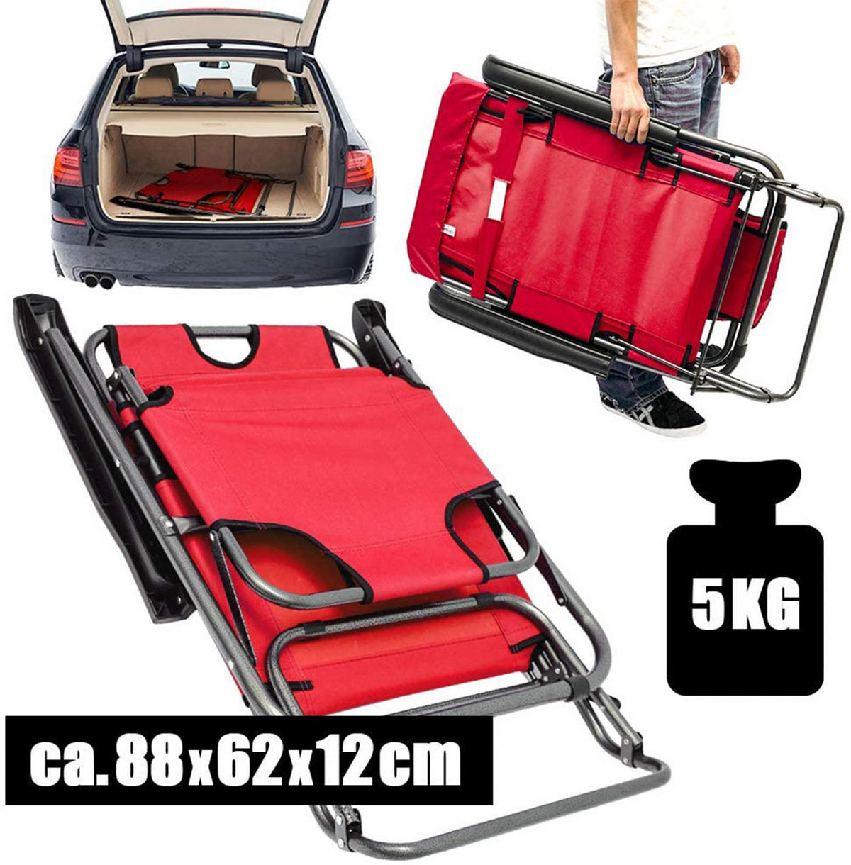 CAMPINGSTUHL, 153/70 cm, Rot - Rot, Kunststoff (60/30/153cm) - Amanka