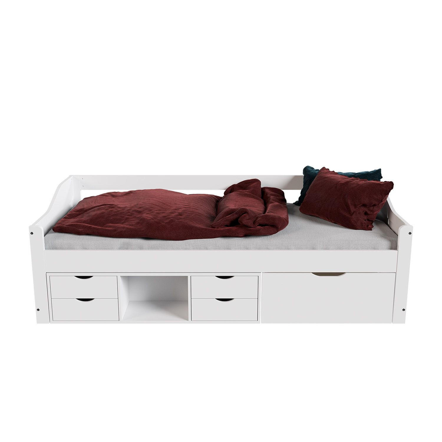 KINDER-FUNKTIONSBETT Nalu mit Matratze weiß 90x200 cm - Weiß, Holz (90/200cm) - Juskys