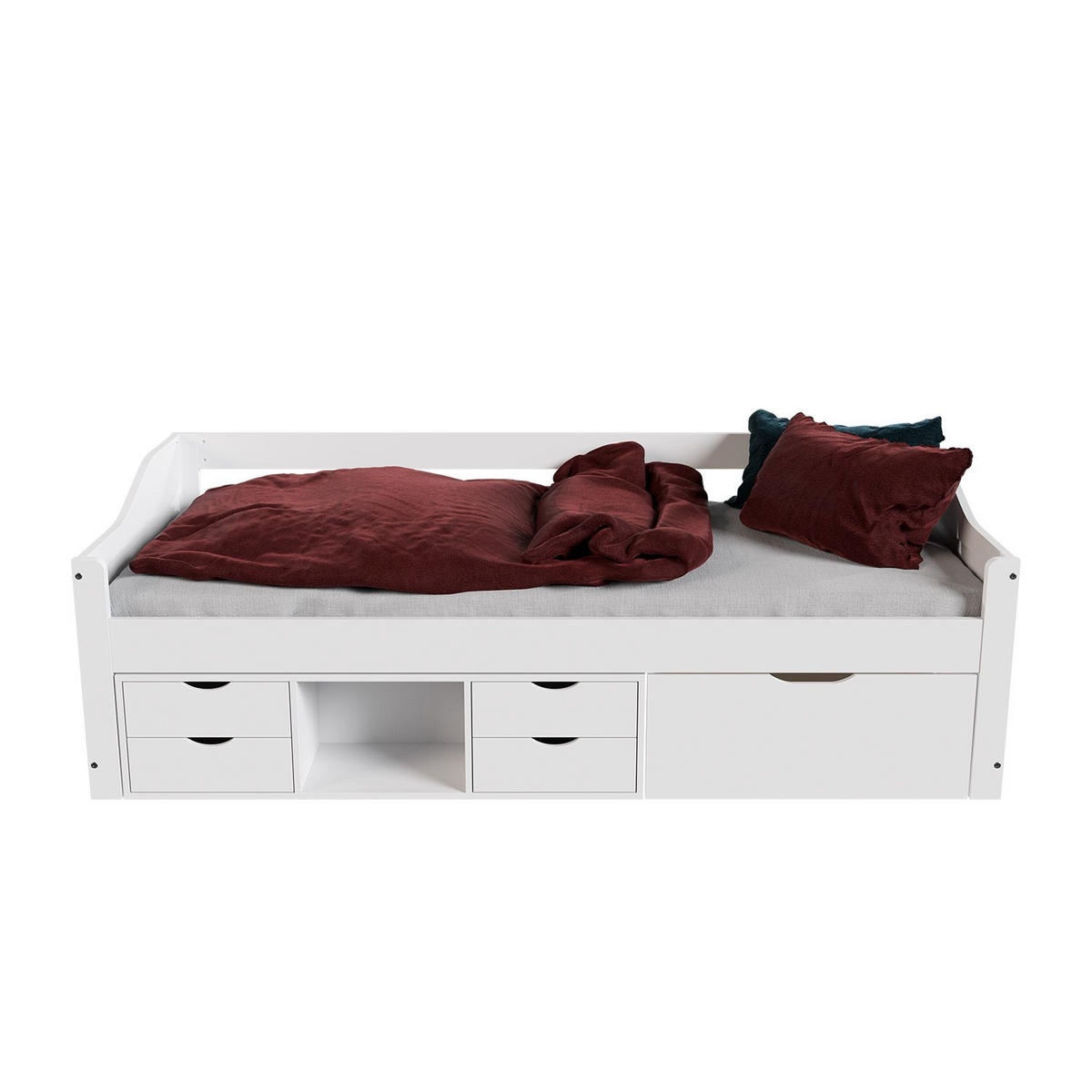 KINDER-FUNKTIONSBETT Nalu weiß 90x200 cm - Weiß, Holz (90/200cm) - Juskys