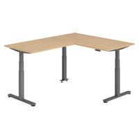 ECKSCHREIBTISCH elektrisch höhenverstellbar L-Form 200/160/74 cm in Eichefarben/Graphitfarben - Eichefarben/Graphitfarben, Holzwerkstoff (200/160/74cm) - bümö