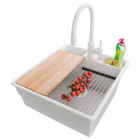 GRANITSPÜLE New York, 2-er set Weiß 48/53 cm 1 Becken + Küchenarmatur 38/14 cm + Ablauf-Set + Küchenzubehörset ab 50er Unterschrank - Chromfarben/Beige, Kunststoff (48/20/53cm) - Primagran