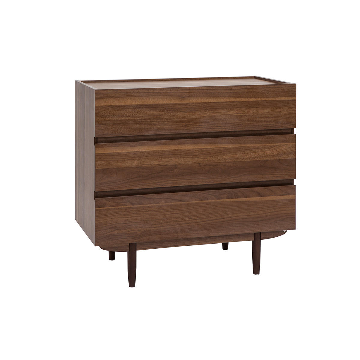 KOMMODE Dunkles Holz 3 Schubladen B80 cm SANAA - Walnussfarben, Holz (41/75.5/80cm) - Miliboo