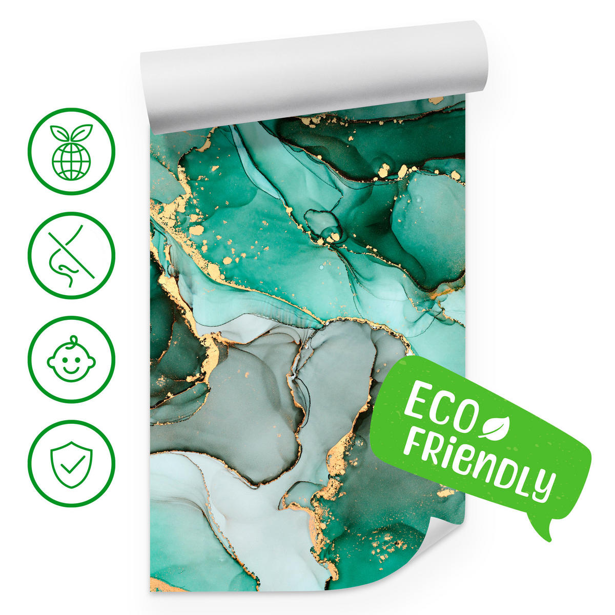 FOTOTAPETE Grüne Abstraktion Marmor Muster 400x280 - Beige/Grau, Papier (400/280cm) - Muralo