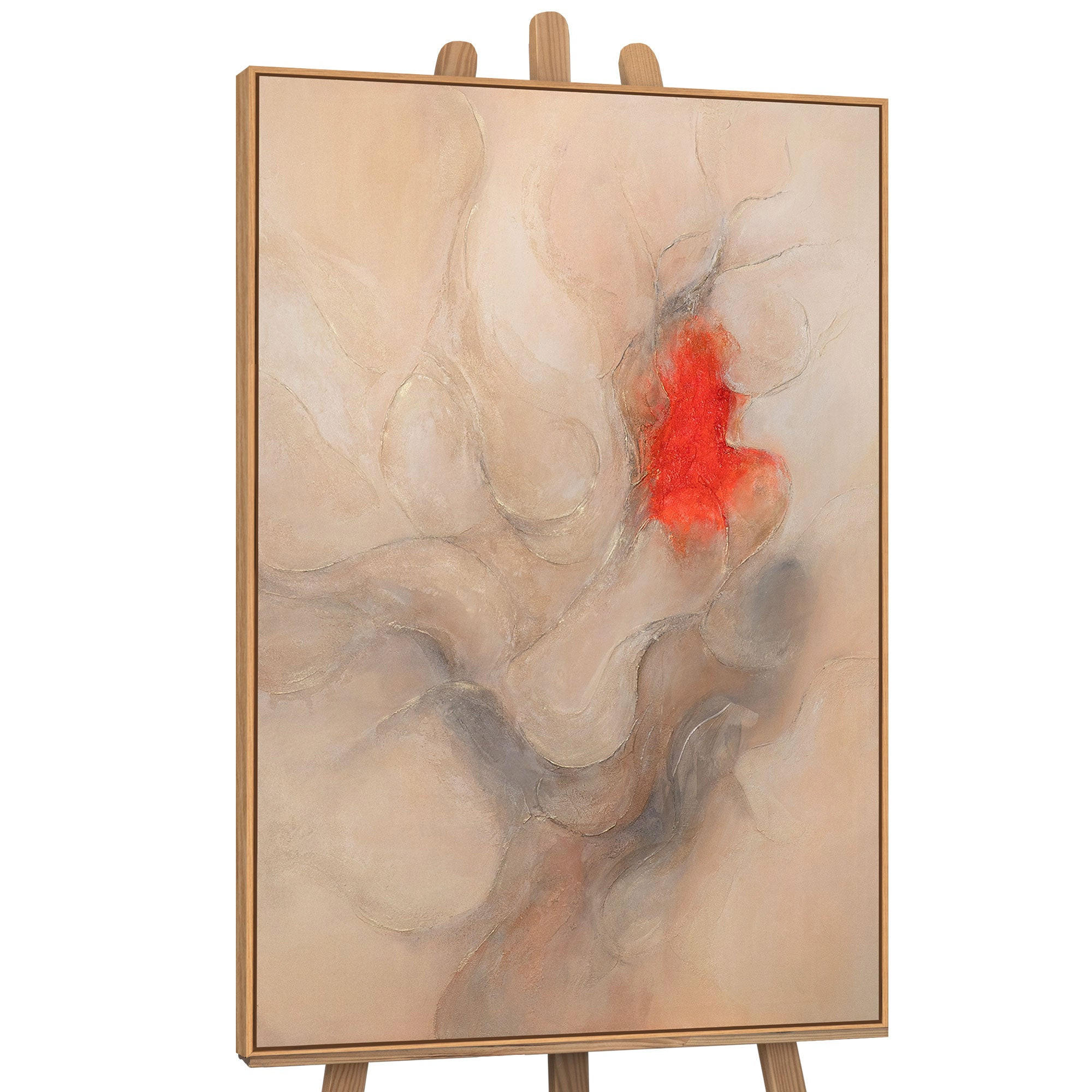 GEMÄLDE Echo der Flammen Schattenfugenrahmen Eichefarben 140x100 cm - Eichefarben, Holz (140/100cm) - YS-art gallery