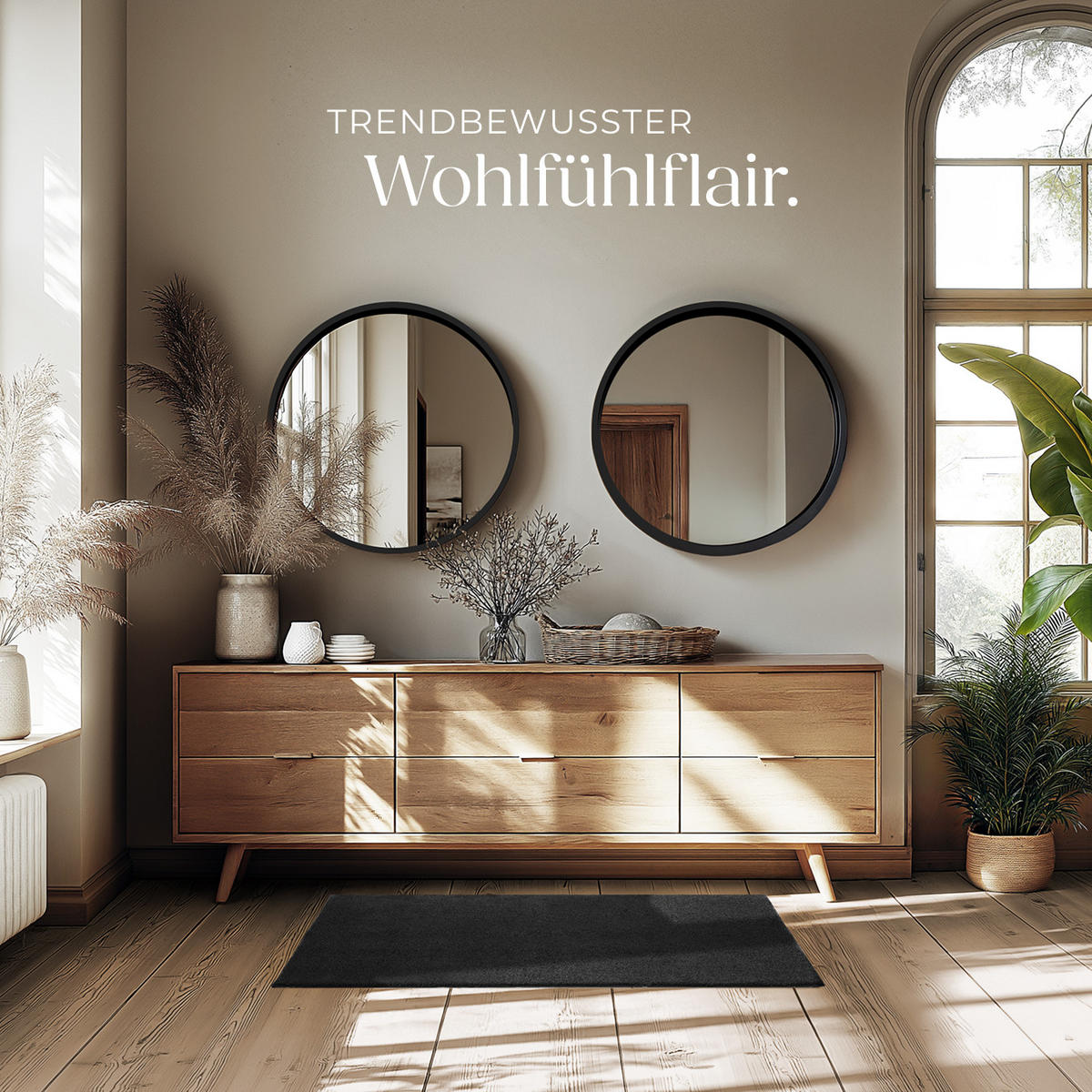 KURZFLORTEPPICH Soft Zone,rutschfeste Unterseite,schwarz - Schwarz, Kunststoff (110/60cm) - tectake