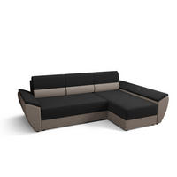 ECKSOFA L REBI L3 Rainbow 15/83 Rechts mit Schlaffunktion - Beige/Schwarz, Textil (251/140cm)