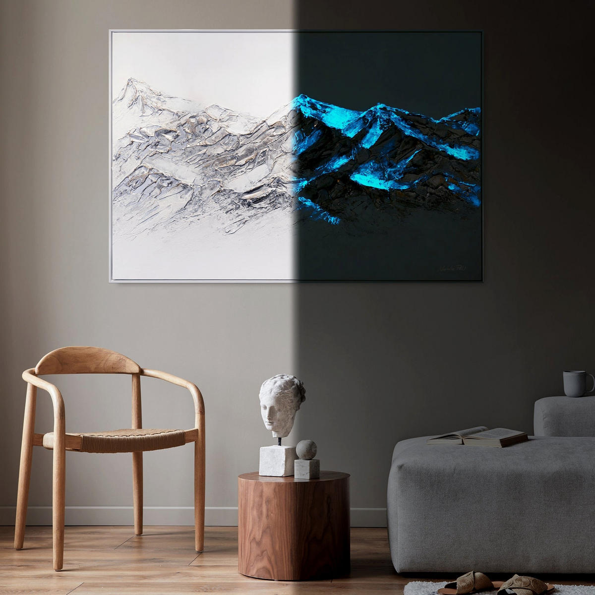 GEMÄLDE Himmlische Schönheit Schattenfugenrahmen Weiß 140x100 cm - Weiß, Holz (140/100cm) - YS-art gallery