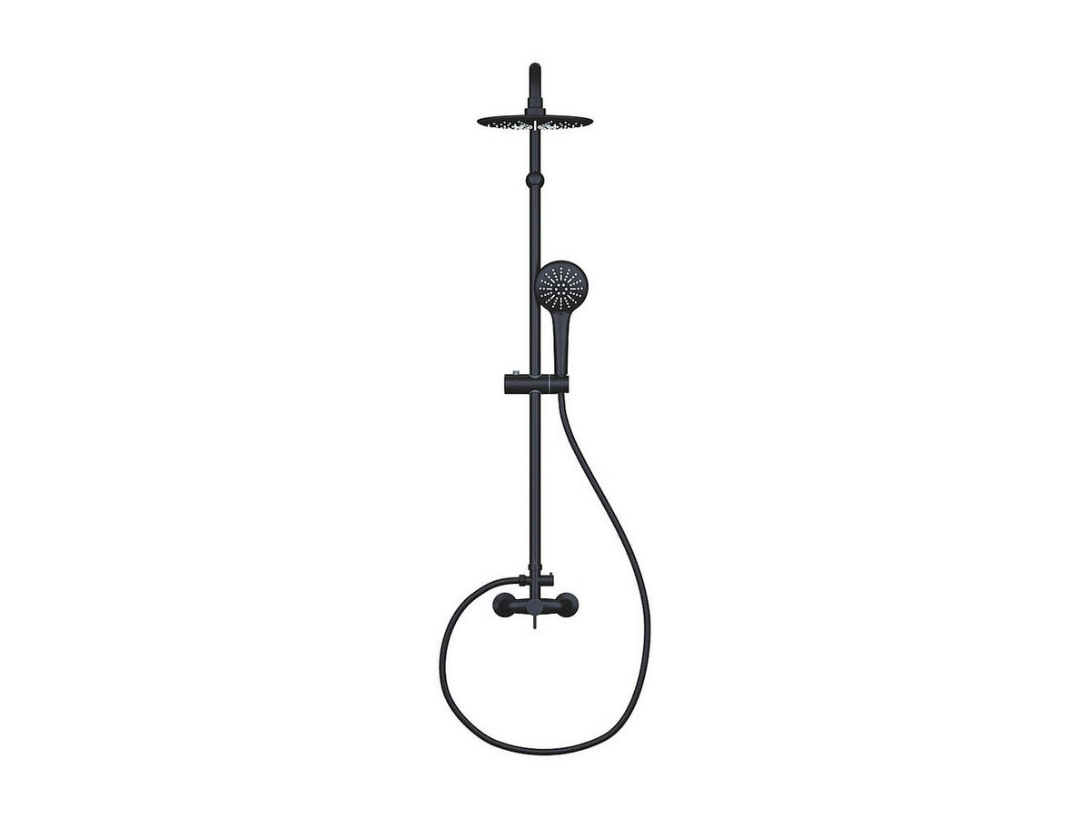 DUSCHSÄULE - Edelstahl - H. 127 cm - Mattschwarz - AITA - Schwarz, Metall (18.3/116/35.5cm) - Vente-Unique