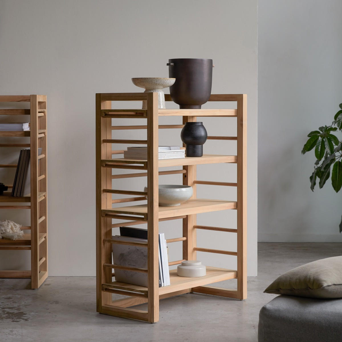 BÜCHERREGAL Sera Natur aus Teak - Naturfarben, Holz (80/115/40cm) - Tikamoon