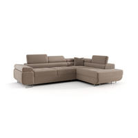 ECKSOFA EMILY mit Schlaffunktion Poso 02 Rechts - Cappuccino, Textil (275/200cm) - Bedante