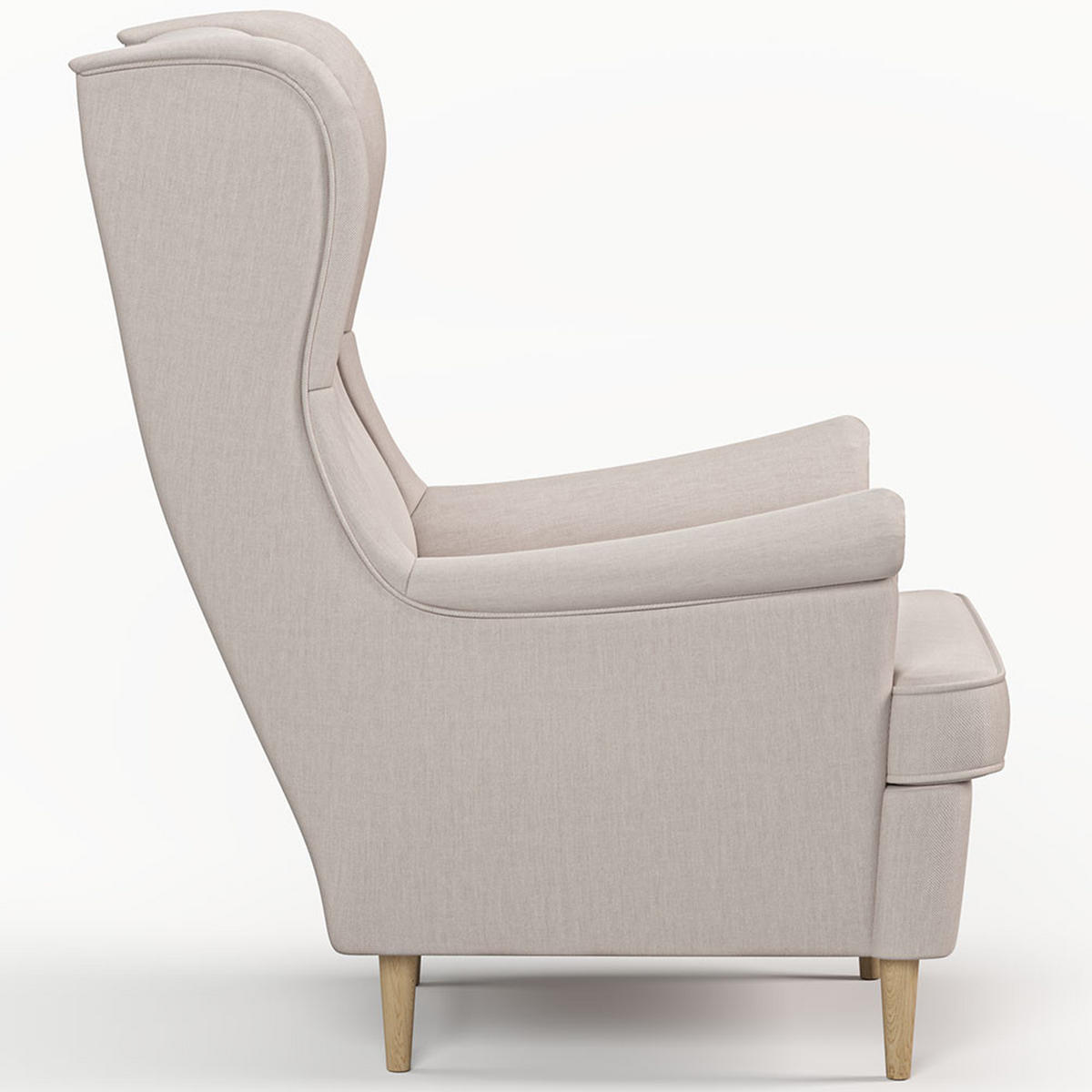 OHRENSESSEL Luno Beige klassisches Design Stoff ES-6 - Beige/Naturfarben, Holz/Textil (62/101/80cm) - Jana