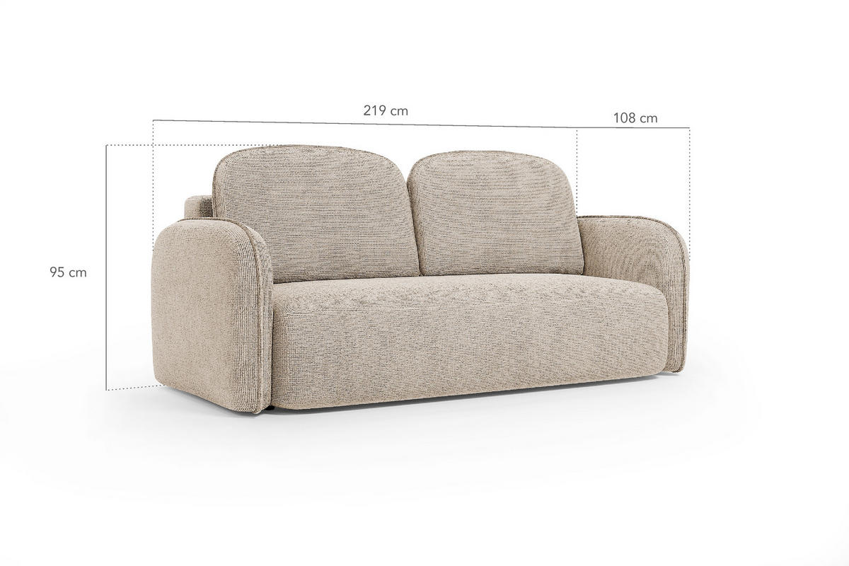 SCHLAFSOFA Freude – Anthrazit, mit Schlaffunktion und Bettkasten - Anthrazit, Textil (219/95/108cm)