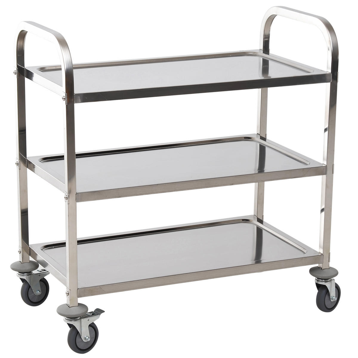 KÜCHENWAGEN DE-17091 3 Etagen aus Edelstahl Silber - Grau, Metall (50.5/88.2/90.5cm) - ComfortXL