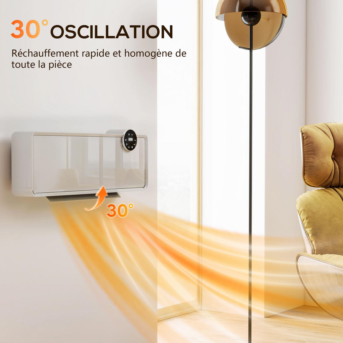 HEIZLÜFTER DE-17064 PTC 1000/2000 W Wandmontage Weiß - Weiß, Kunststoff (18.7/12.3/54cm) - ComfortXL