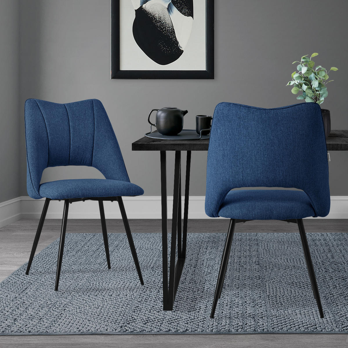 ESSZIMMERSTUHL Blau 2er Set - Blau, Metall (57/89/53cm) - ML-DESIGN