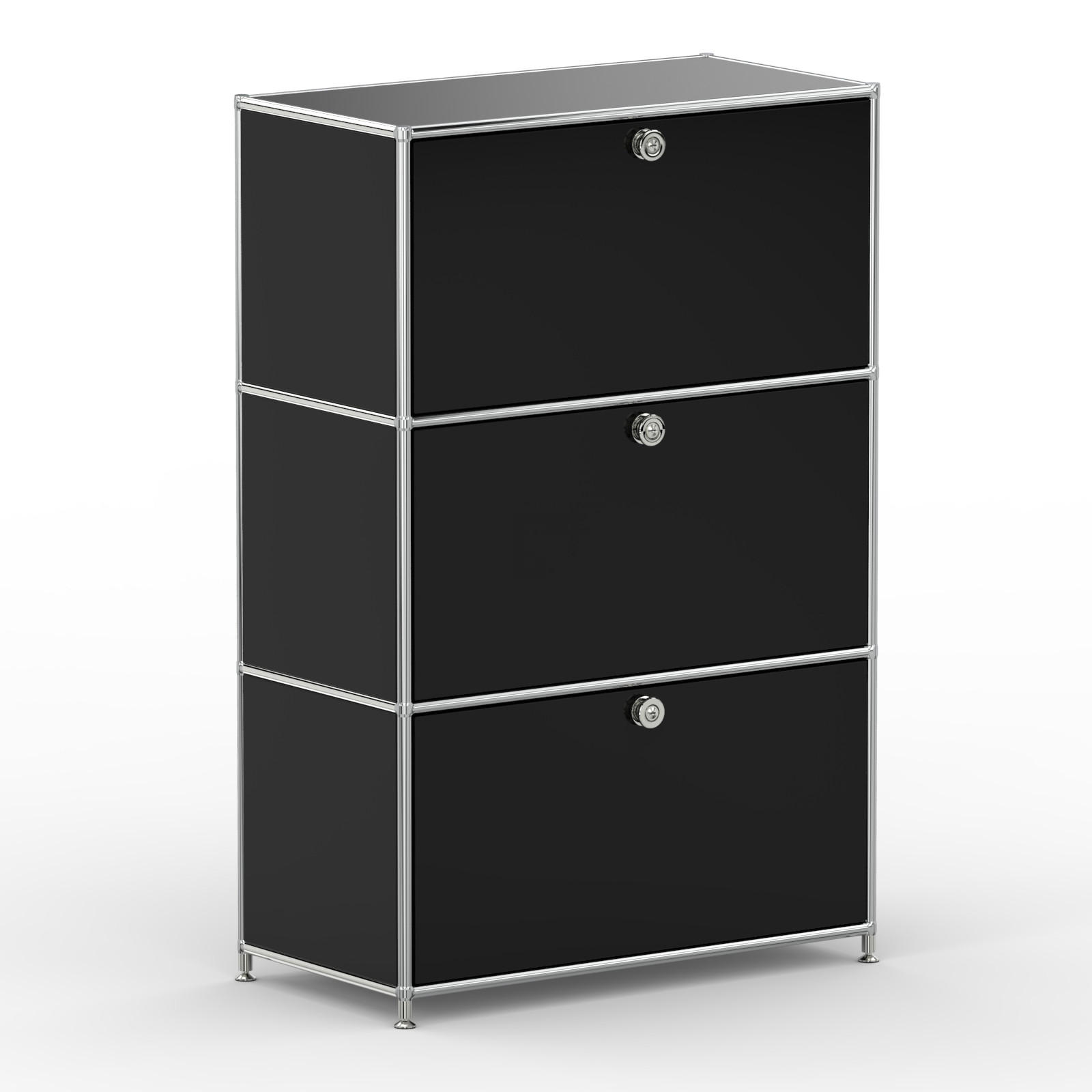 HOCHSCHRANK, 3 Klappen, Schloss, Breite 77 cm, Graphitschwarz - Chromfarben/Silberfarben, Metall (40/118/77.2cm) - Versee
