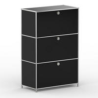 HOCHSCHRANK, 3 Klappen, Schloss, Breite 77 cm, Graphitschwarz - Chromfarben/Silberfarben, Metall (40/118/77.2cm) - Versee