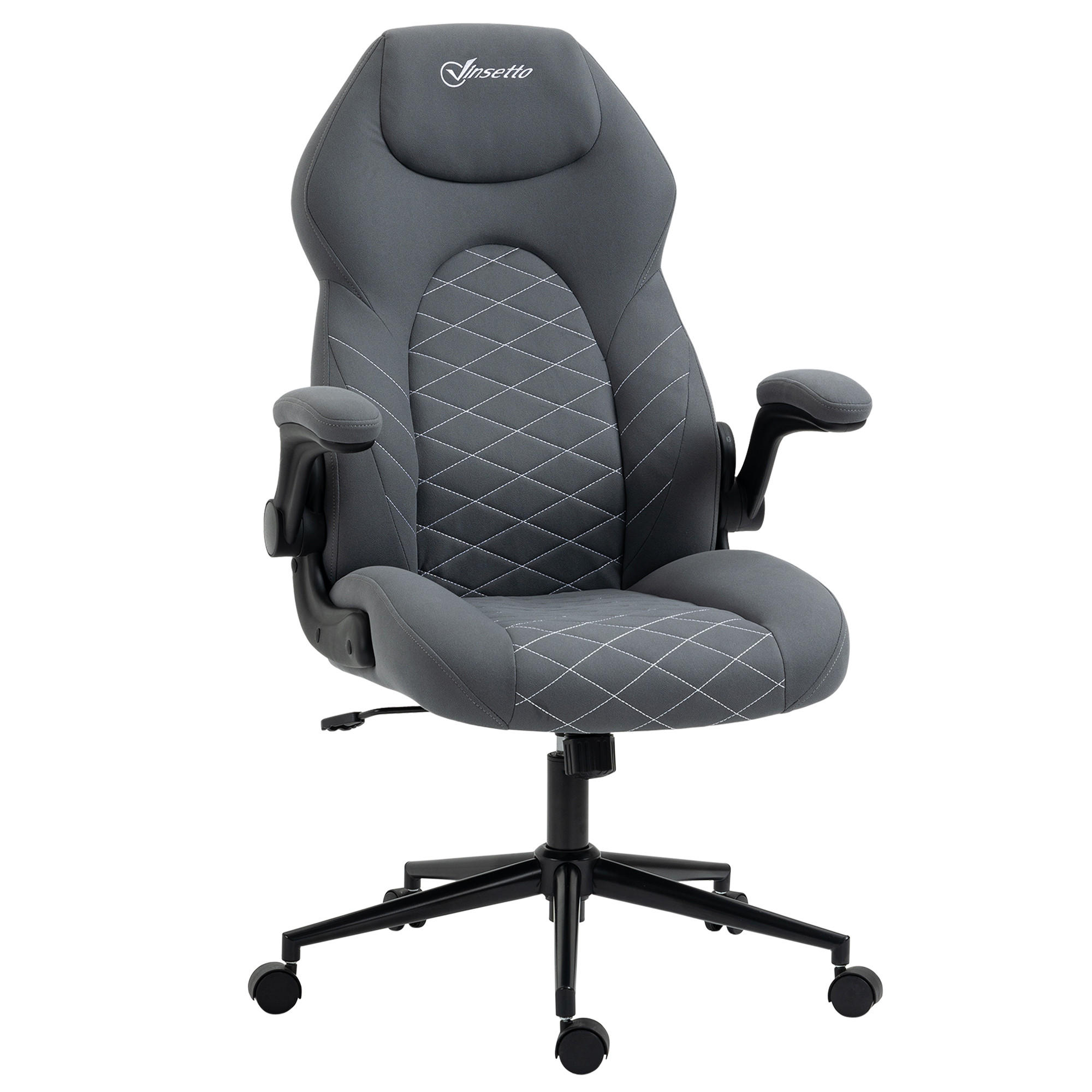 BÜROSTUHL, Mikrofasertuch, Dunkelgrau - Dunkelgrau, Kunststoff (69.5/122/65.5cm) - Vinsetto