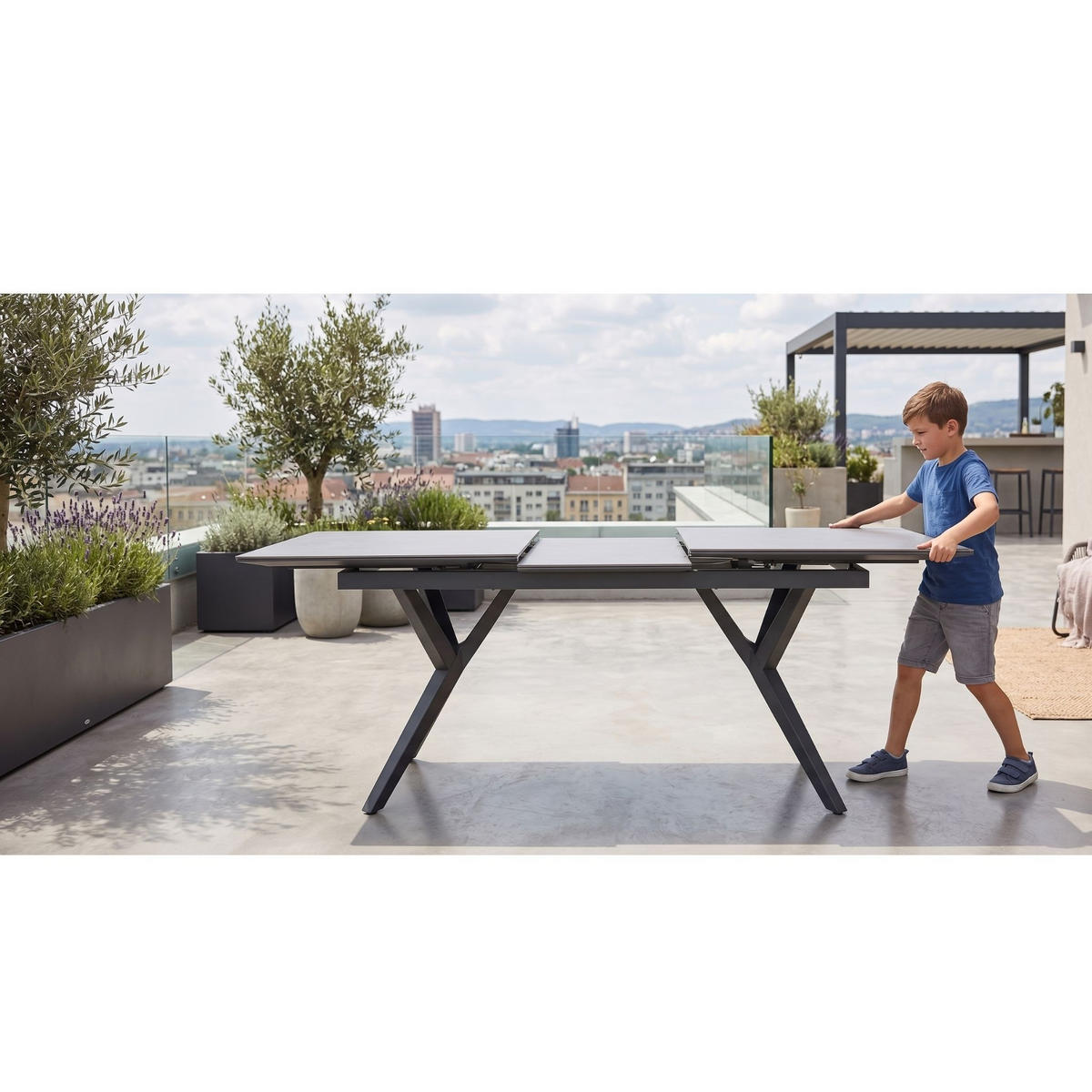 GARTENTISCH Valor ausziehbar - Hellgrau, Metall (210/90/76cm) - Mr. Deko