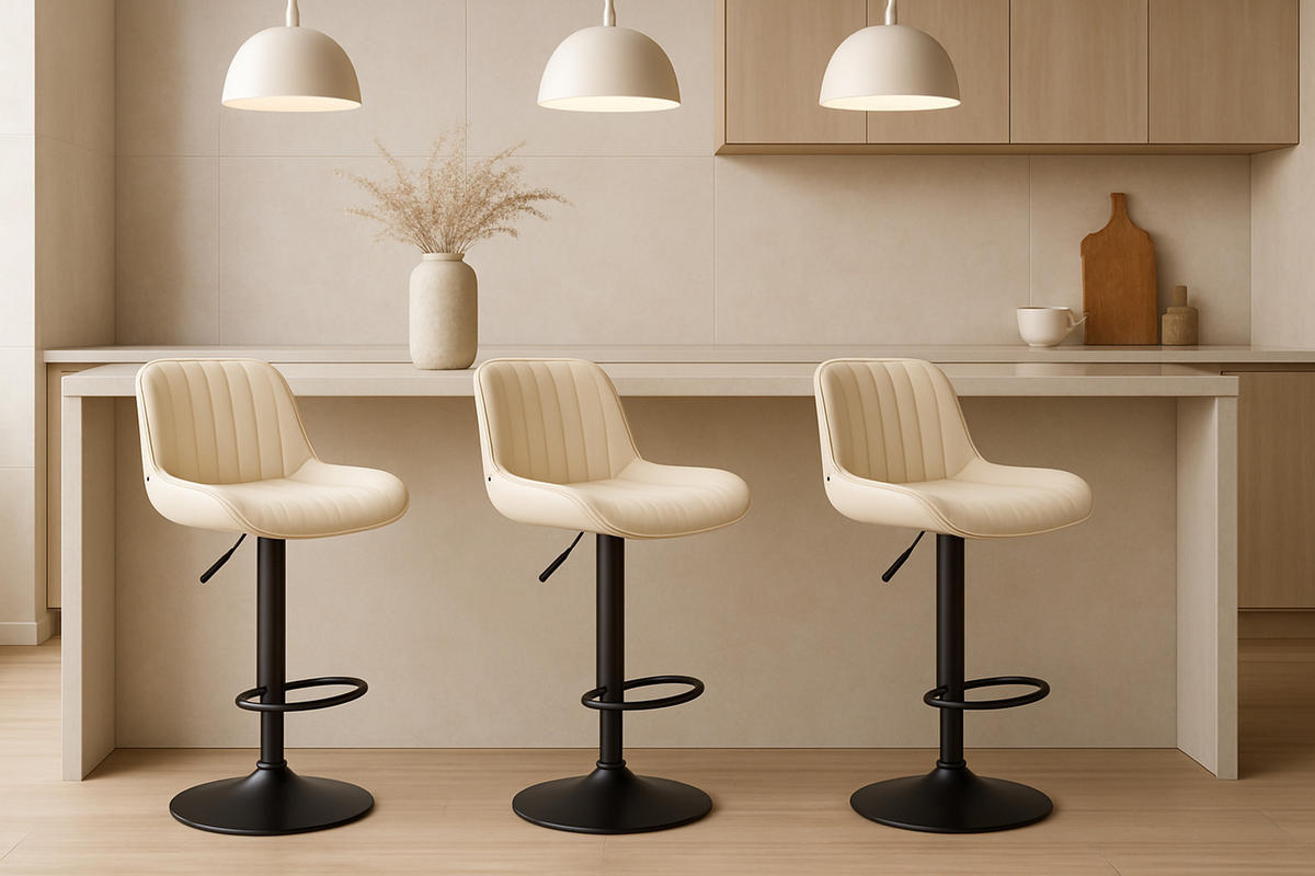 BARHOCKER Lento Gestell schwarz Kunstleder Creme - Schwarz/Naturfarben, Kunststoff/Metall (50/108/50cm) - TPFLiving