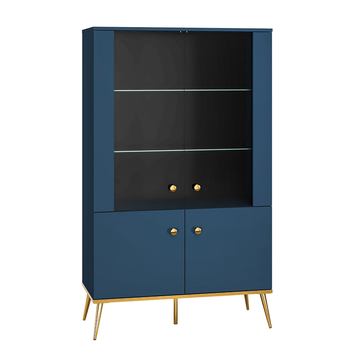 VITRÍNA Thalia Modrá - modrá, kompozitní dřevo (92/152/40cm) - Petits-meubles