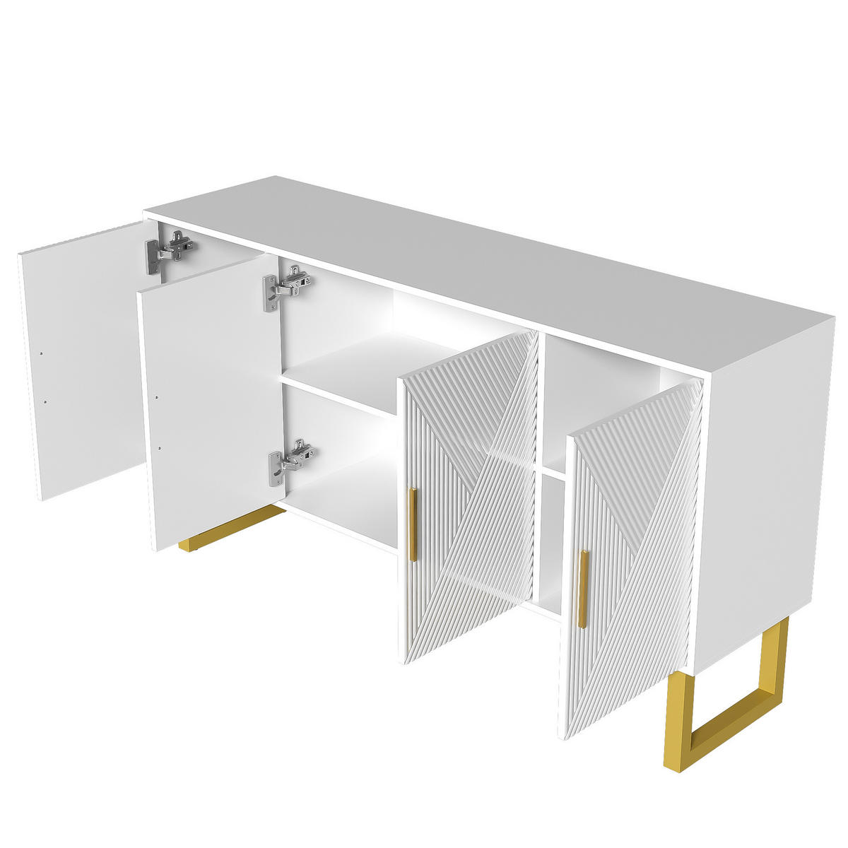 SIDEBOARD 4-türig 150 x 40 x 82 cm Weiß mit verstellbaren Regalböden - Weiß, Holzwerkstoff (150/82/40cm) - Meubliv