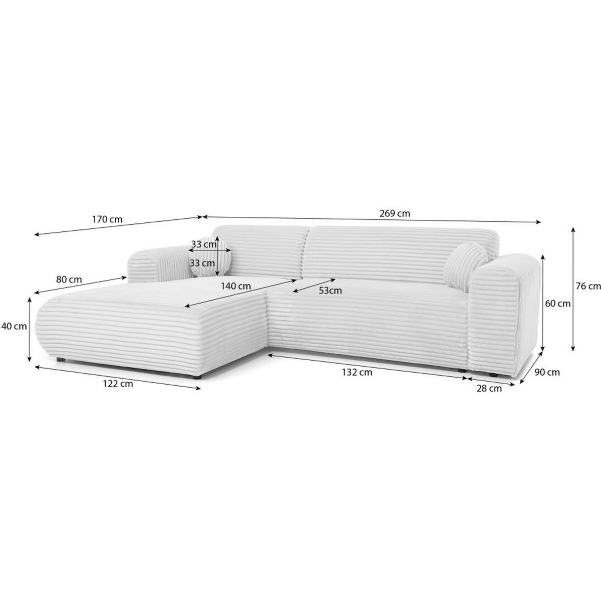 ECKSOFA Puerto, ohne Schlaffunktion, Hellbraun, links - Hellbraun/Schwarz, Textil (269/170cm) - Beautysofa