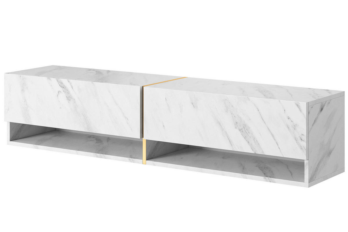 TV-SCHRANK Mirrgo weiße Marmor-Optik 140 cm - Weiß, Holzwerkstoff (140/30/31.6cm) - Selsey