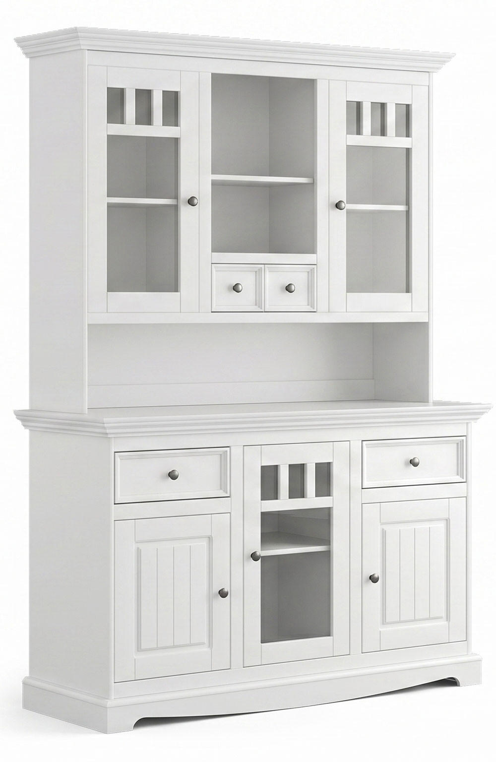 BUFFETSCHRANK Belluno Elegante Kiefer weiß (RAL9010) lackiert 130 / 45 / 190cm - Weiß, Holz/Metall (130/190/45cm) - Feldmann-Wohnen