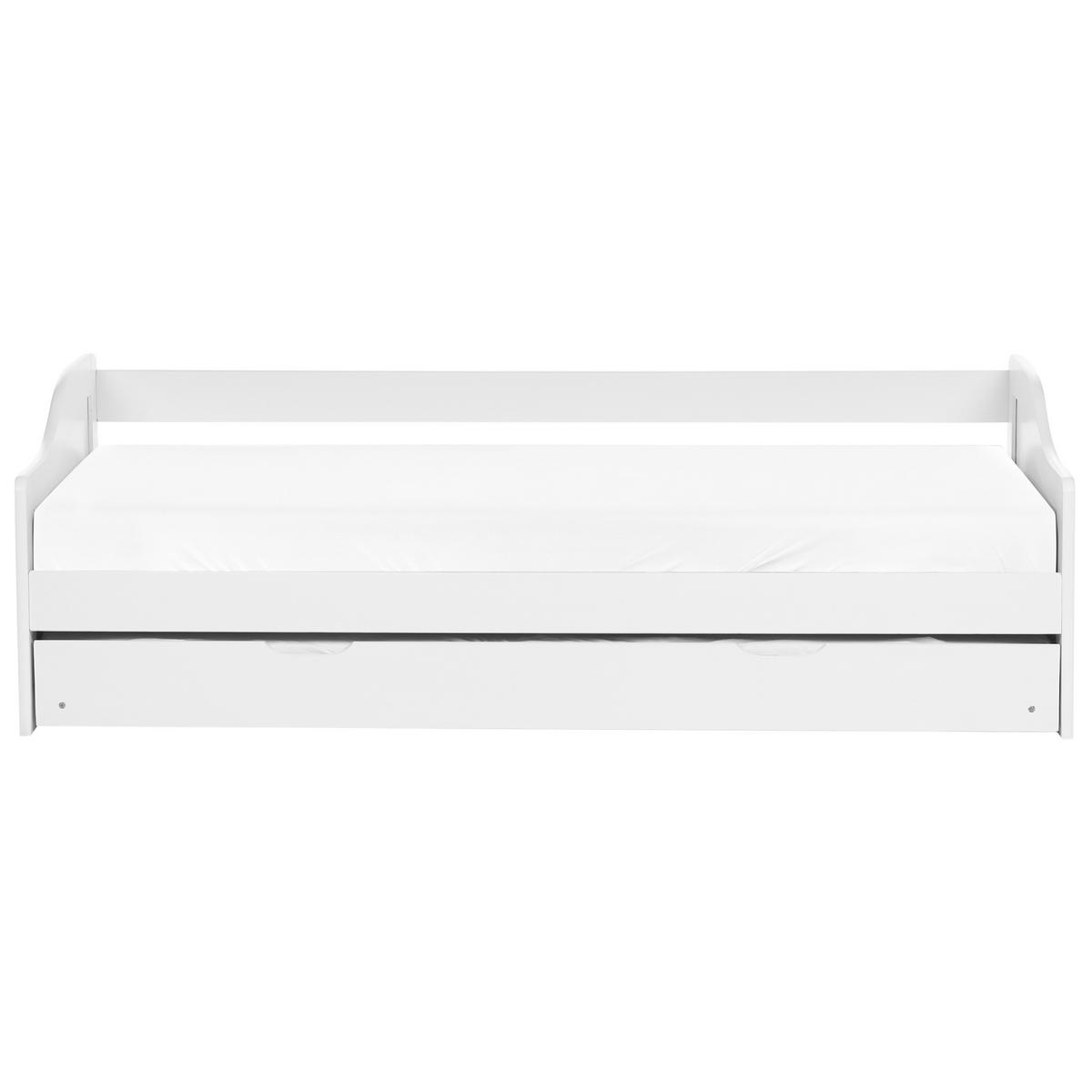 UTDRAGBAR SÄNG 90x200 cm vit Luneray - Vit, Trä (90/200cm) - Beliani