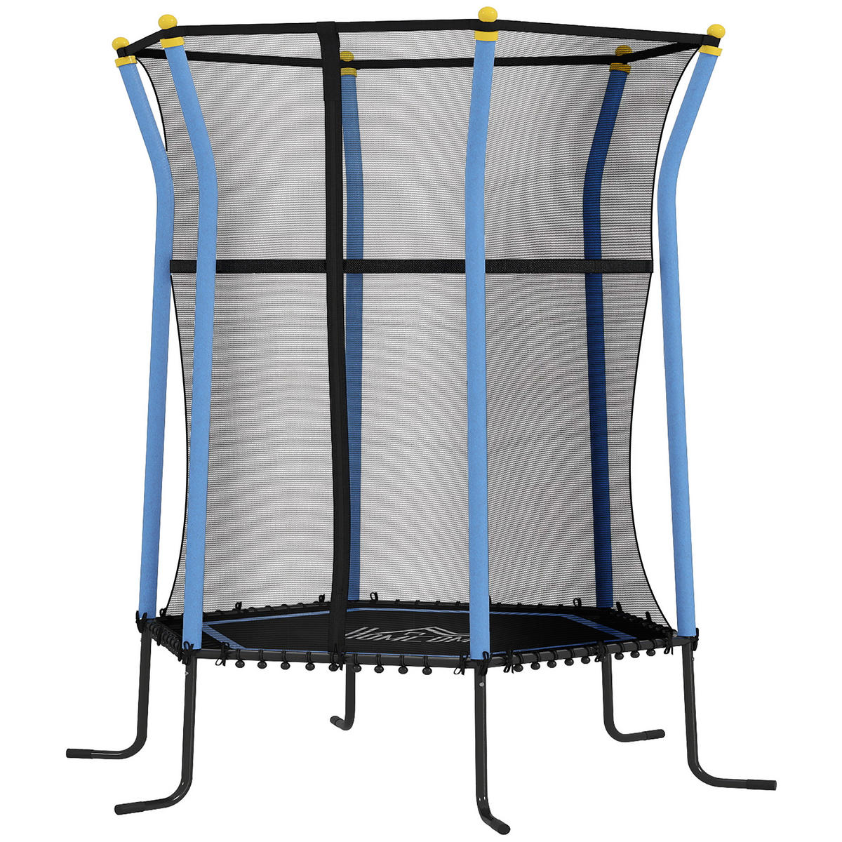 TRAMPOLIN DE-10779 mit Sicherheitsnetz Ø163,5 cm Schwarz & Blau - Blau, Metall (163.5/163.5cm) - ComfortXL