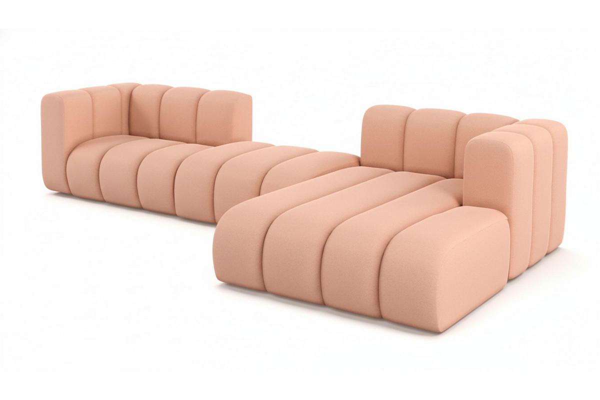 ECKSOFA L-Form Grand L 319 cm, Veloursstoff Salvador, Rosa, Rechts - Rosa, Holz (319/179cm) - Kaiser Möbel
