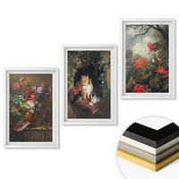 WANDBILDER 3er-Set - 40x60 cm Weißer Rahmen - Vintage-Blumen, Katzen, Natur - Weiß, Kunststoff (40/60cm) - ArtPrintCave