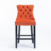 BARHOCKER 2er-Set Orange mit Samtbezug und Rückenlehne - Orange, Textil (60/103/50cm) - PANGIVO