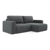 ECKSOFA mit Schlaffunktion rechts Strukturstoff Stoff Grau - Schwarz/Grau, Kunststoff/Textil (244/149cm) - Makamii