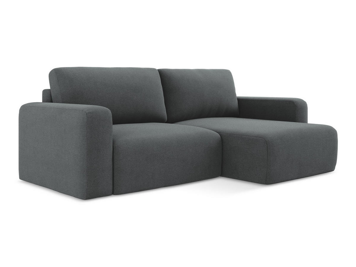 ECKSOFA mit Schlaffunktion rechts Strukturstoff Stoff Grau - Schwarz/Grau, Kunststoff/Textil (244/149cm) - Makamii