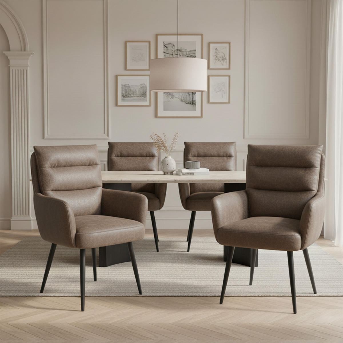 ESSZIMMERSTUHL Mika-Yann - Taupe/Schwarz, Textil/Metall (59/94/66cm) - DUBI Möbel