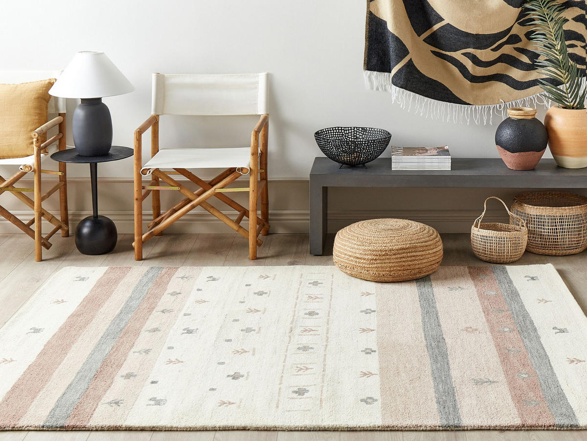 KURZFLOR-GABBEH Karli 230/160 cm - Beige, Textil (160/230cm) - Beliani
