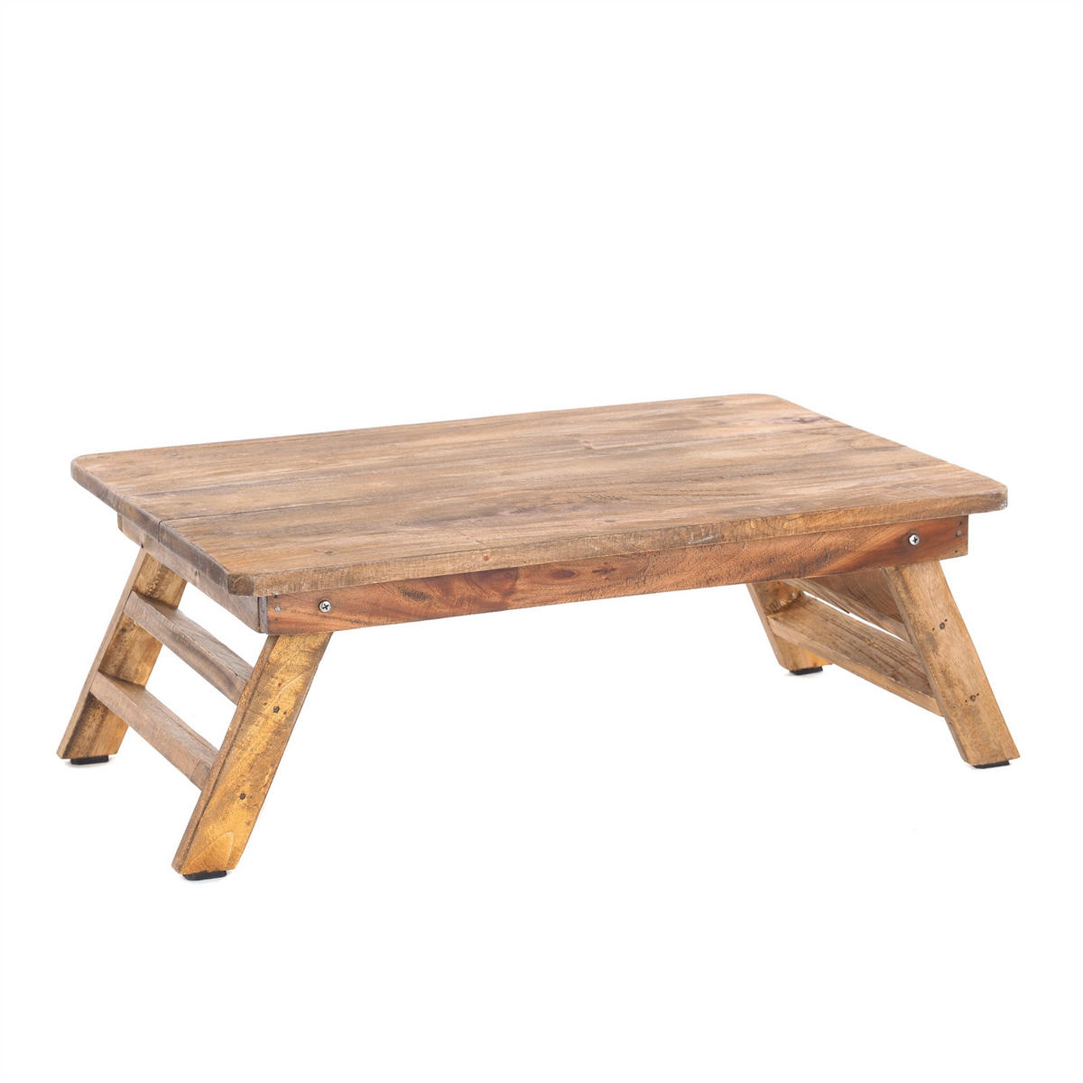 TABLETT-TISCH FOLD 60x40 cm, Mahagoni Massivholz, mit ausklappbaren Füßen 01 natur-vintage - Naturfarben, Holz (60/22/40cm) - DESIGN DELIGHTS