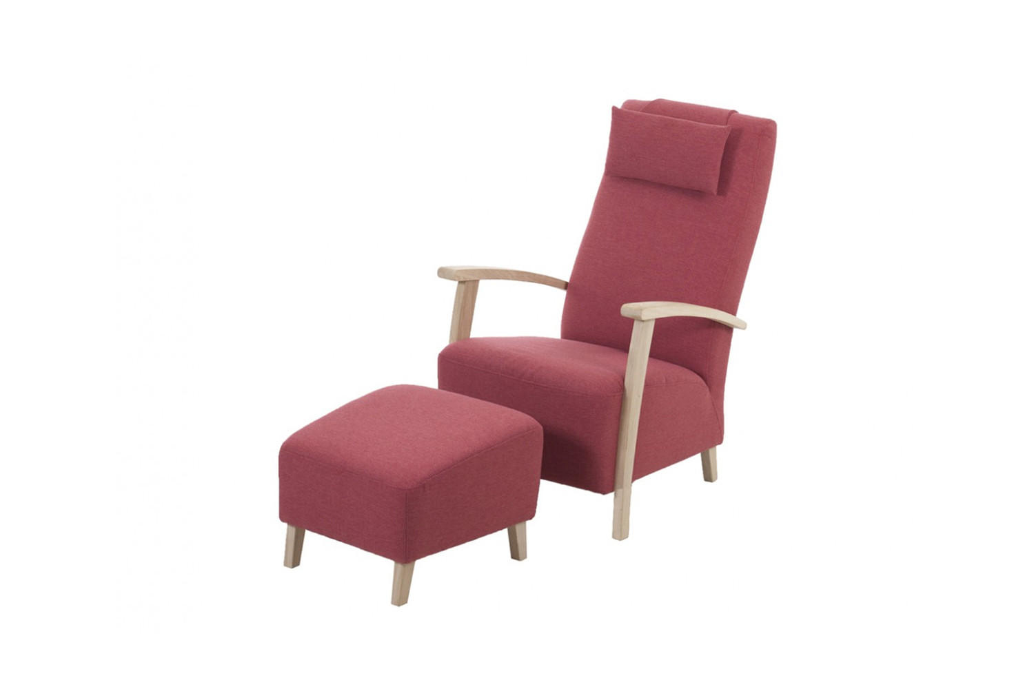 SESSEL MIT HOCKER REIKI Rot Webstoff - Rot, Textil (64/104/85cm) - KAWOLA