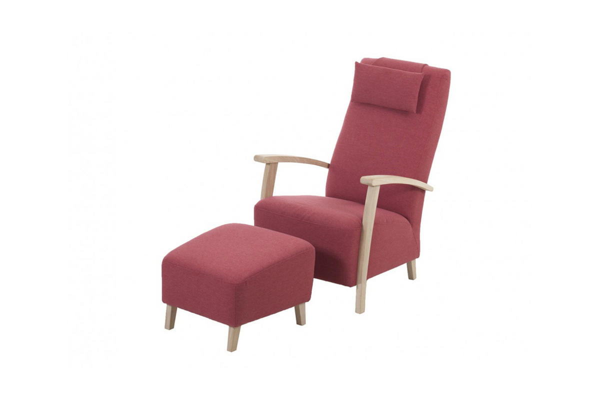 SESSEL MIT HOCKER REIKI Rot Webstoff - Rot, Textil (64/104/85cm) - KAWOLA