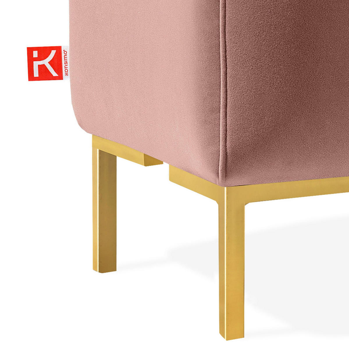 SITZHOCKER Polsterhocker PECCO, Veloursstoff - Goldfarben/Rosa, Holz/Textil (120/50/50cm) - KONSIMO®