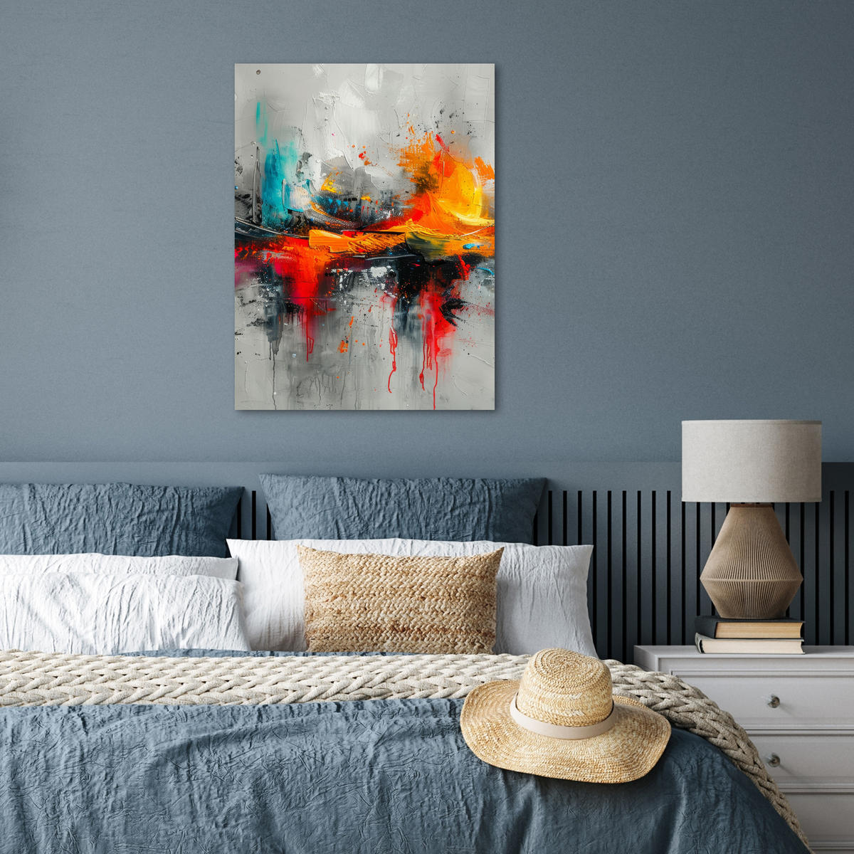 POSTER Moderne Kunst - Orange - Grau - Abstrakt 60x80 cm - Hellgrau, Papier (60/80/0.1cm) - MuchoWow