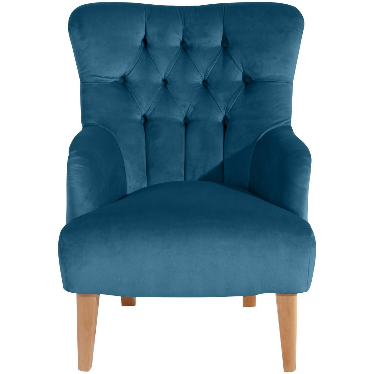 SESSEL Kaiya Bezug Samtvelours Buche natur / petrol - Blau, Kunststoff (82/97/71cm) - 58aufmkessel