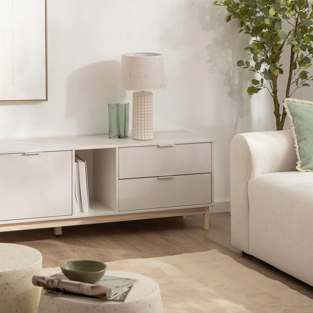 TV-ELEMENT Elian Weiß 180 cm x 54 cm - Weiß, Holzwerkstoff (180/54/39cm) - Klast Home