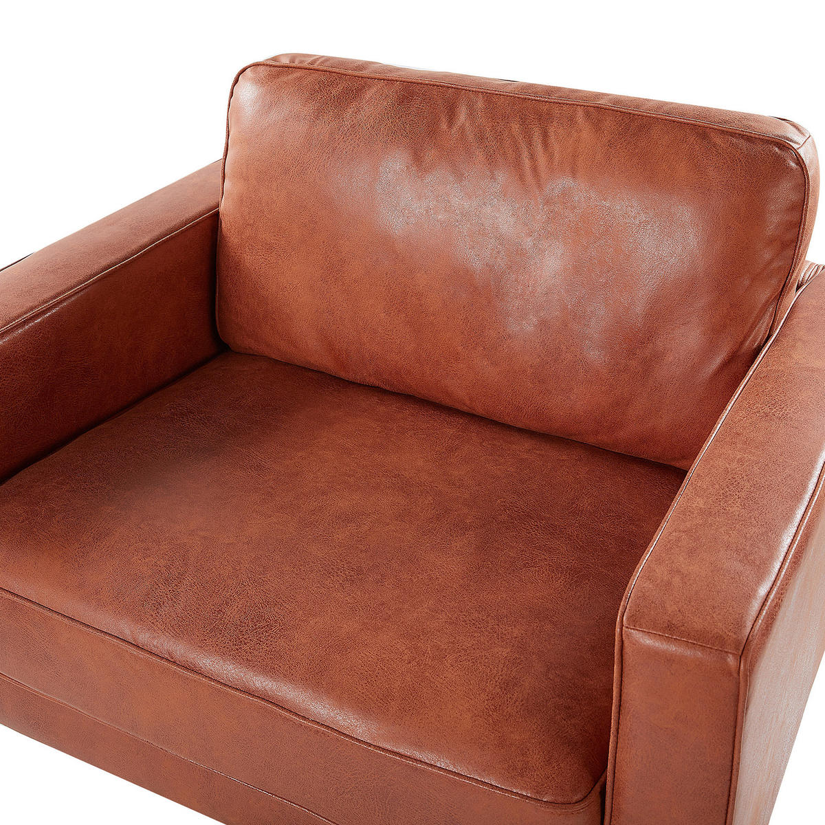 SESSEL Lederoptik goldbraun/schwarz Savalen - Schwarz/Braun, Kunststoff (117/87/91cm) - Beliani