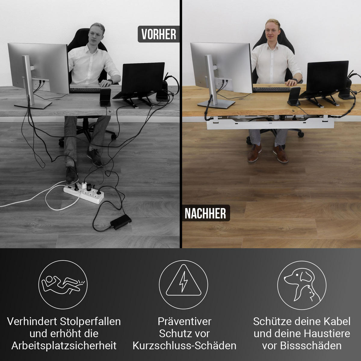 KABELWANNE Schreibtisch - Kabelmanagement, weiß - Weiß, Metall (90/10.8/13cm) - Ultimate Setup