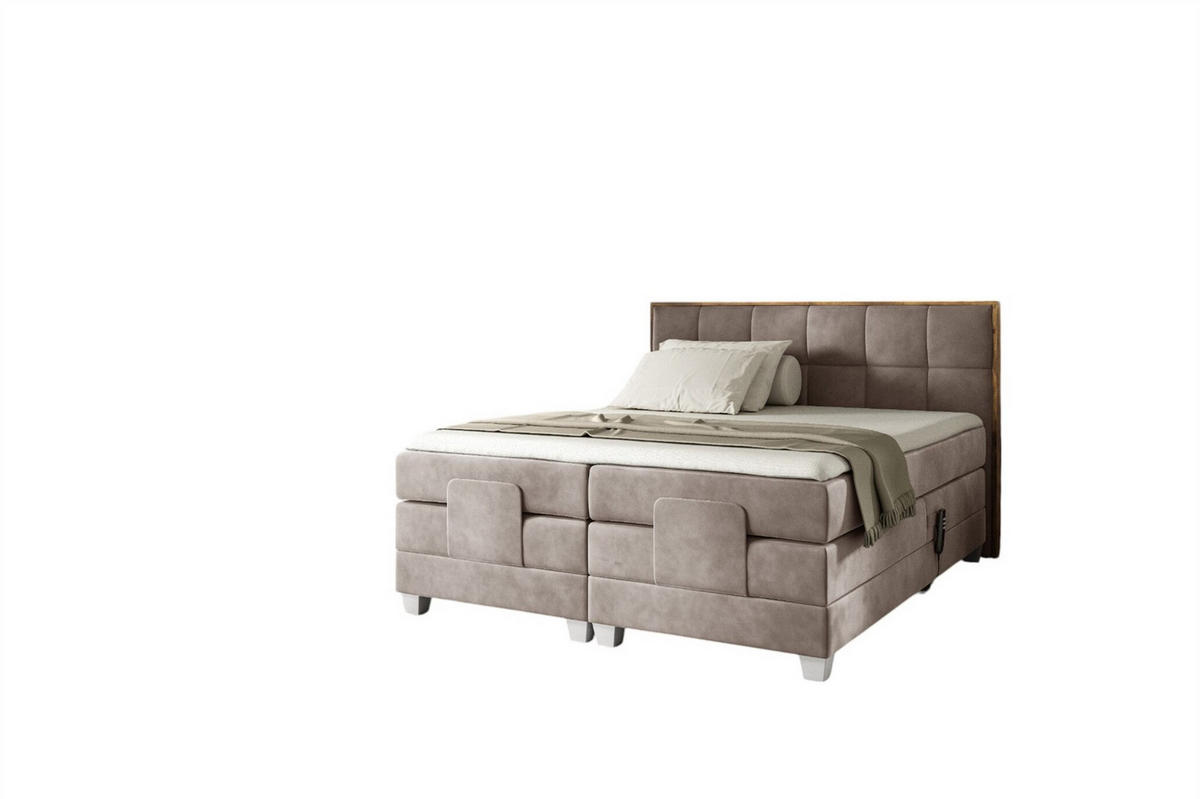 BOXSPRINGBETT Elektrisch Henry - Beige, Holzwerkstoff/Textil (140/200cm) - Fun Möbel