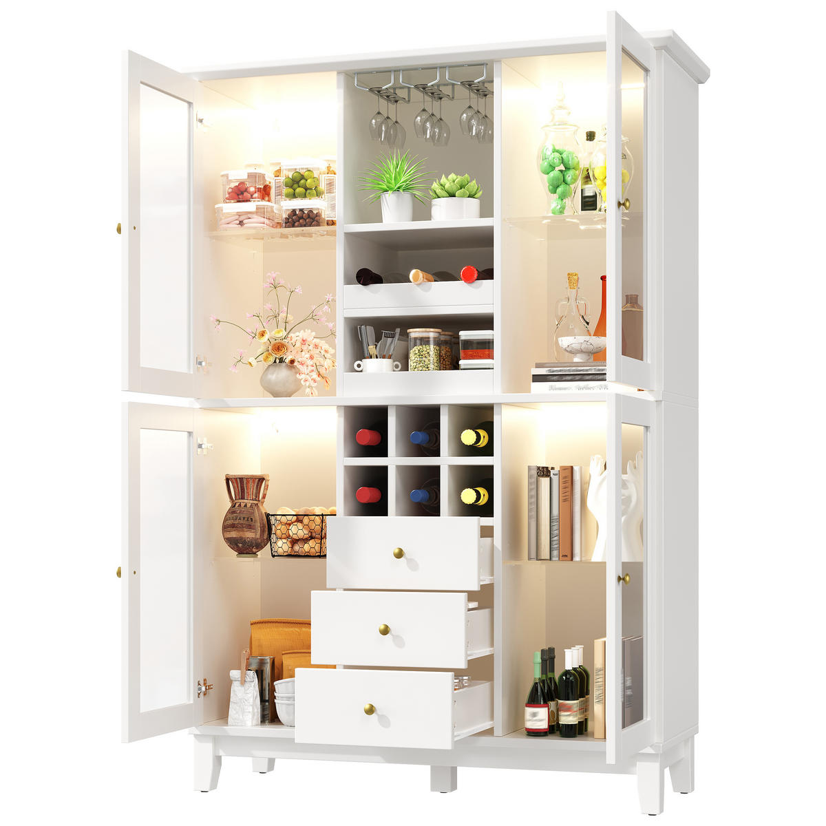 WEINSCHRANK LED App 180.5x120x40Cm Glas Flaschenhalter - Weiß, Holzwerkstoff (120/180.5/40cm) - FLIEKS