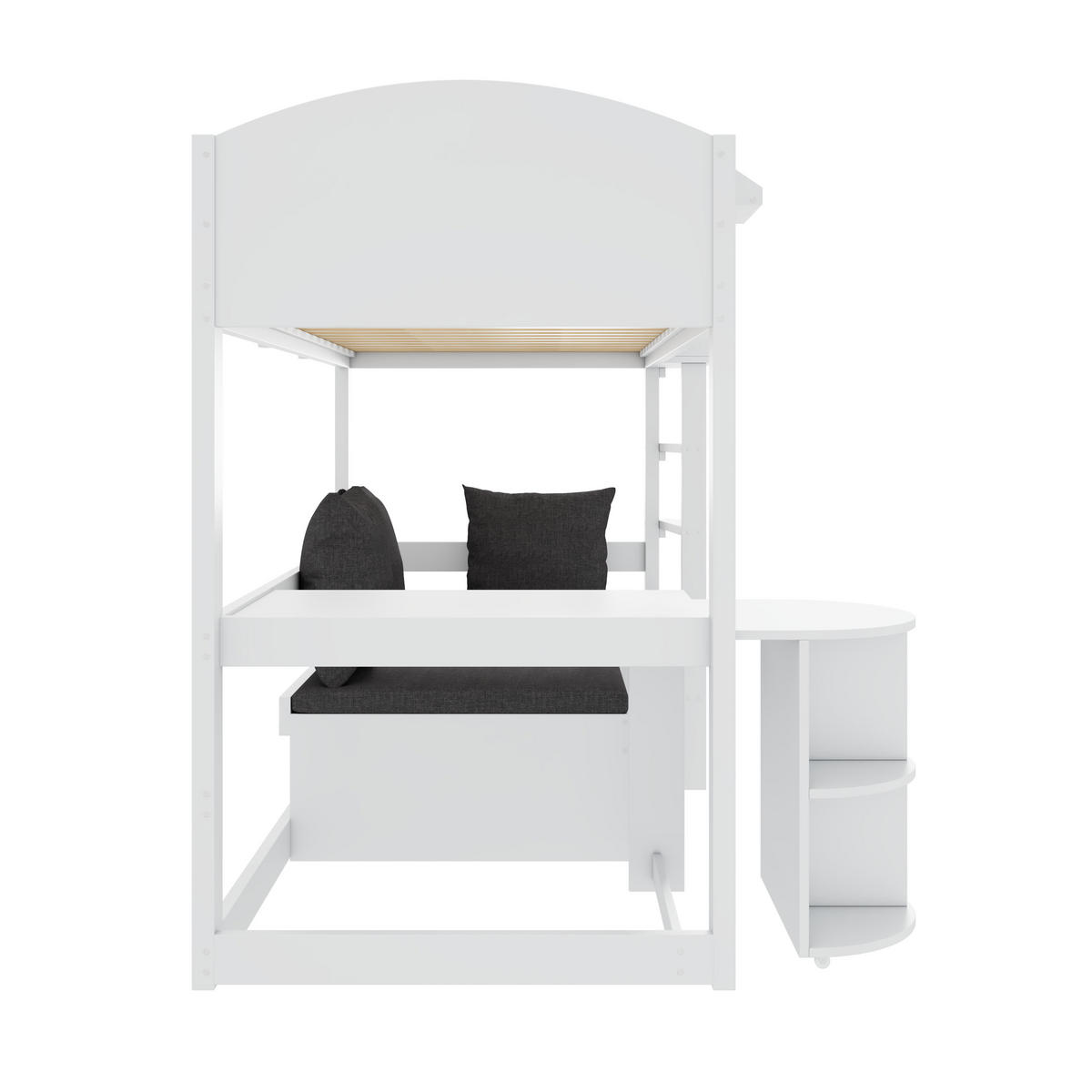 KINDERBETT 90x200cm Weiß Mit Schreibtisch Sofa & Regalen - Weiß, Holzwerkstoff (90/200cm) - FLIEKS